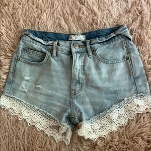 free people high waisted denim shorts